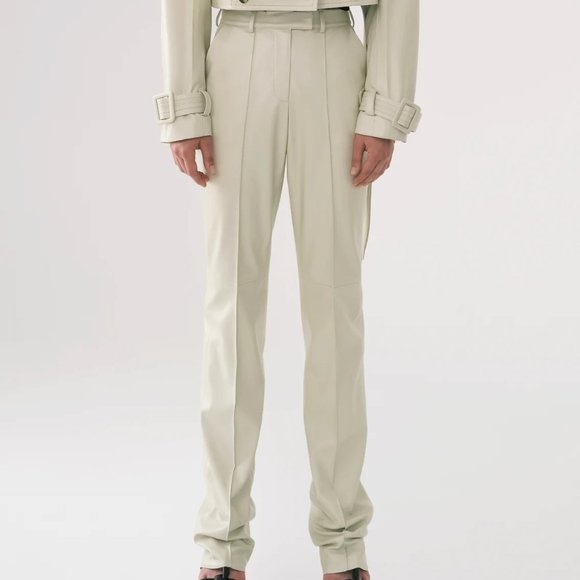 CREAM MATERIEL TBILISI ECO LEATHER SLIM FIT PANTS - Picture 1 of 5